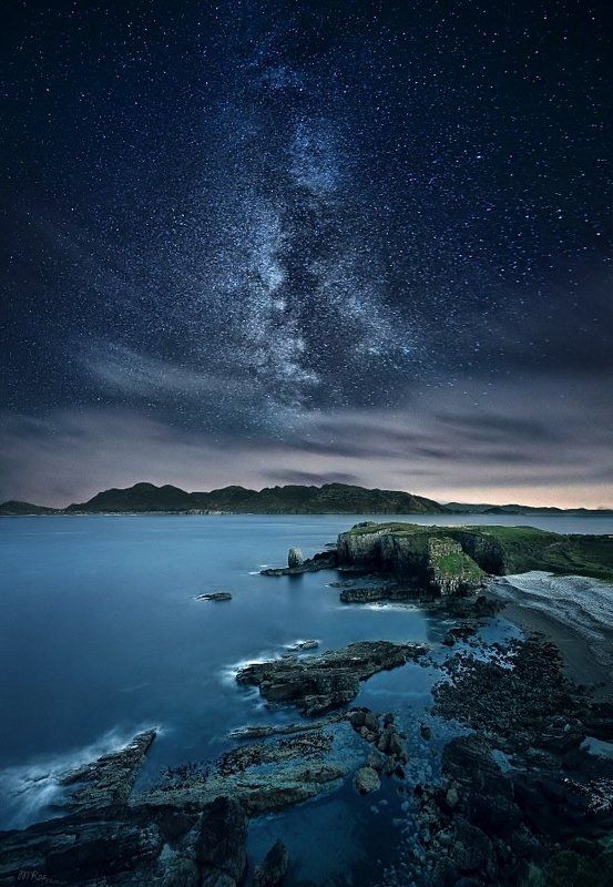 Astrophotography, Atlantic Ocean, Co. Donegal, Colors, Dark, Ireland, Long exposure, Milky way, Mountains, Night, Night sky, Rocks, Stars, Stones Night in Donegalphoto preview