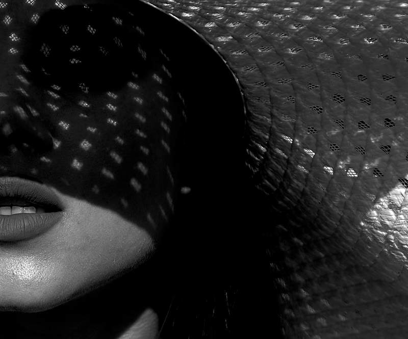 девушка, губы, чб, шляпа, лицо photo preview