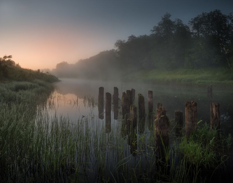 новгородская область, река, туман, утро, лето Останкиphoto preview