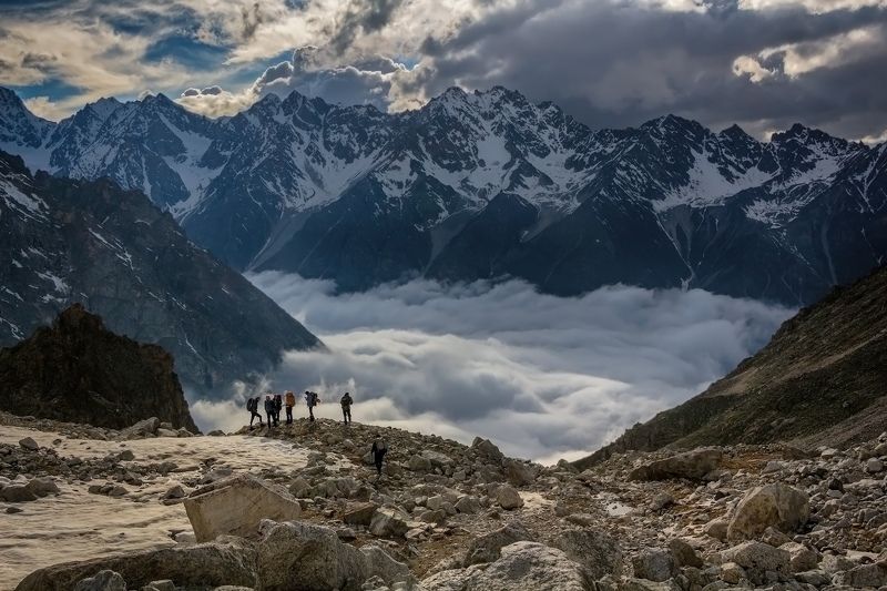 горы, альпинизм, кавказ, ледники у кромки облачного моря...photo preview