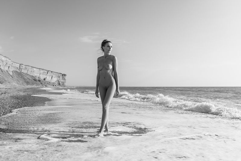 nude,b&w,девушка,ню,model,ч/б Sea фото превью