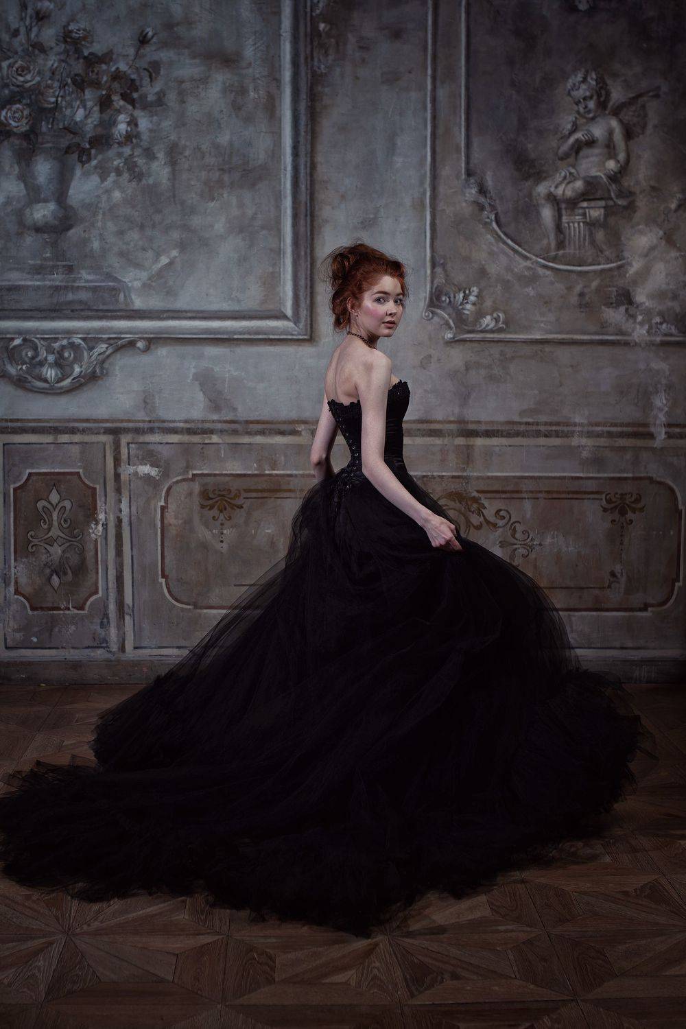 Автор: Янина Ермакова портрет, студия, ренессанс, черный, рыжая, девушка, история, исторический портрет, Янина Ермакова