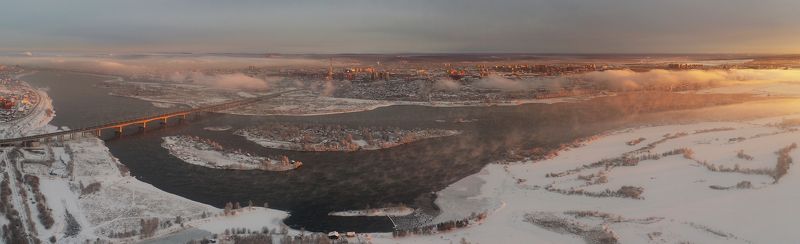 Ангара Иркутск Академический мост остров Кривой остров Елизовский   Зимний иркутский рассвет фото превью