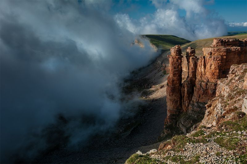 природа, пейзаж, горы, кавказ, природа россии, дикая природа, закат, свет, облака, вечер, весна, *photo preview