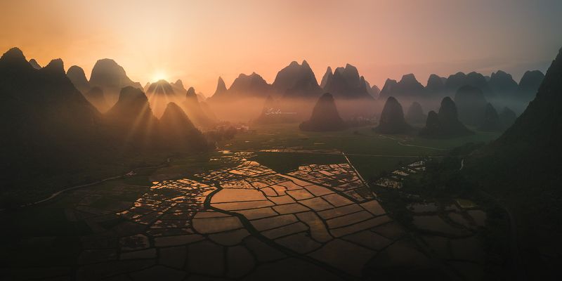 panorama;, sunrise sunrise of countrysidephoto preview