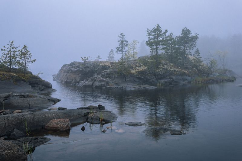 ладожские шхеры, карелия, ладога, ладожское озеро Ладожские шхеры в туманеphoto preview
