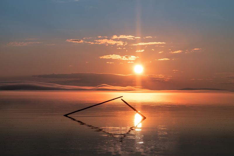 закат, восход, озеро, берег, пейзаж Богучанский дзенphoto preview