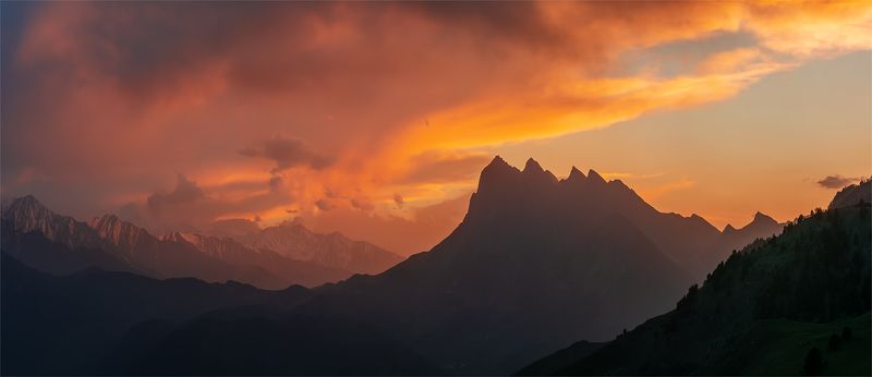 природа, пейзаж, горы, кавказ, природа россии, дикая природа, закат, свет, облака, вечер, ингушетия Цей - Лоамphoto preview