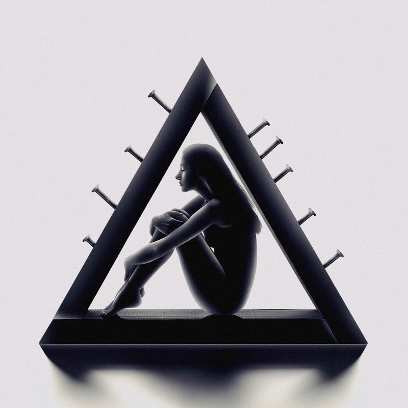 silhouette, dark, light, conceptual, fine art, art, shield, nail, woman, female, portrait, surreal, triangle The Shieldphoto preview