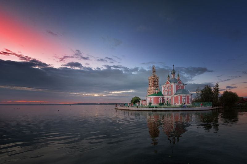 лето, вечер, озеро, храм Летний вечерphoto preview