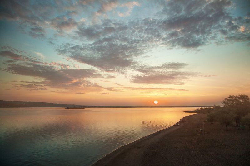 пейзаж рассвет россия Landschaft Himmel Sonnenaufgang Рассвет над Волгойphoto preview