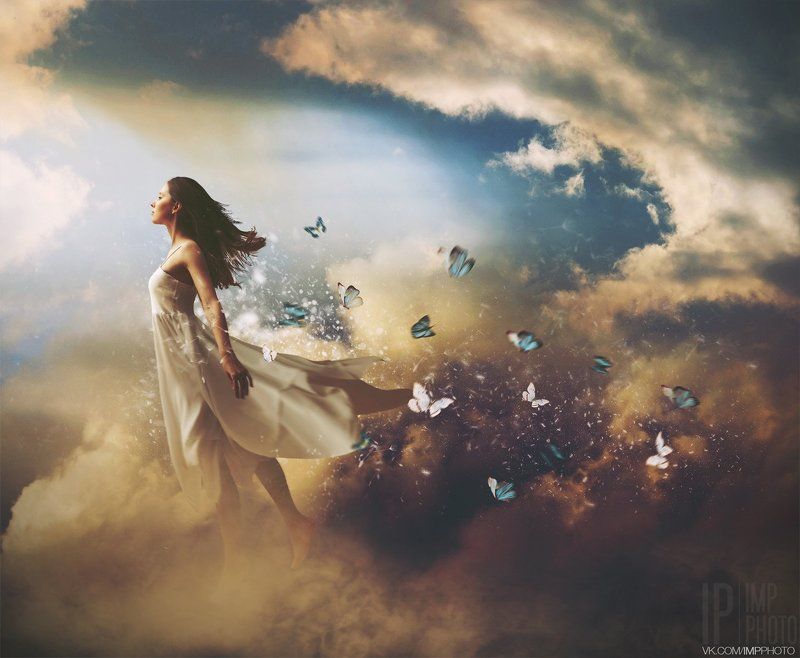 Clouds, Dream, Fairy tale, Girl, Sky, Woman muse фото превью