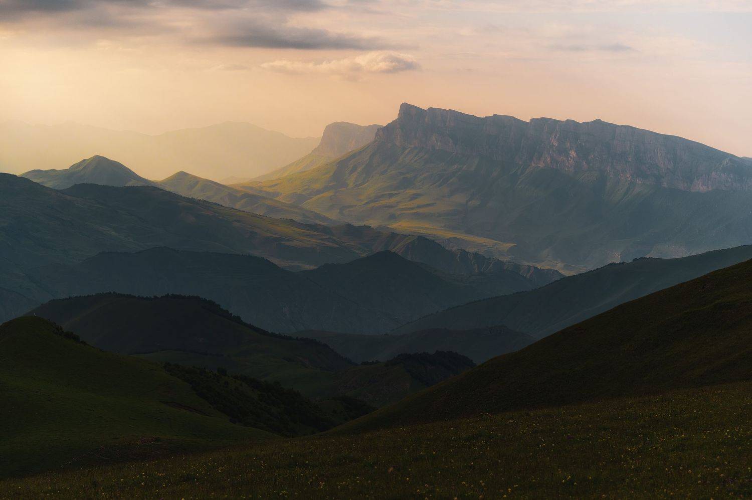 mountains sky clouds plateau range landscape sunshine rock caucasus, Егор Бугримов