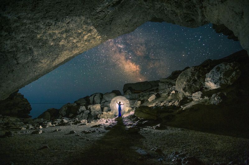 ночь, лето, звезды, космос, персеиды, крым, симферополь, море Немного фризлайта на фоне млечного путиphoto preview