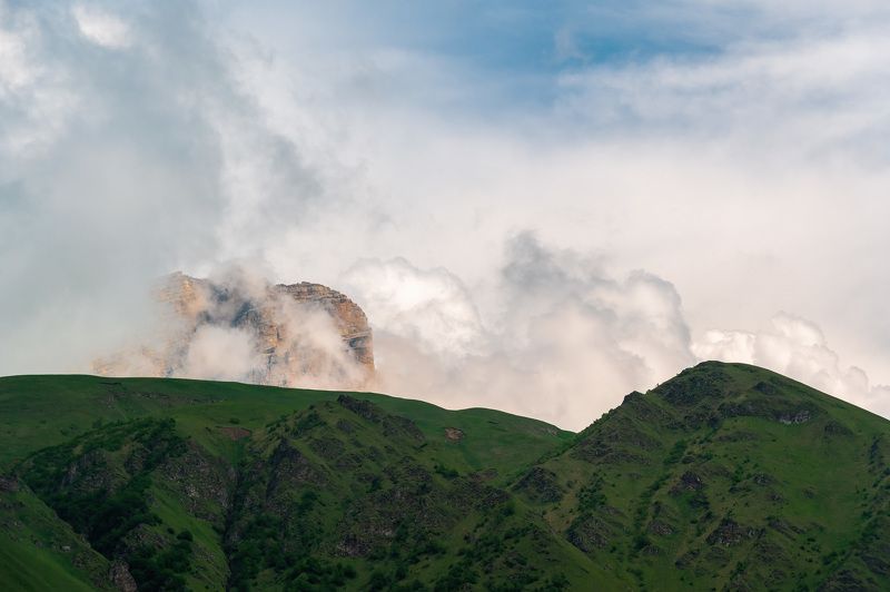 mountains sky clouds plateau rage landscape  rock caucasus Чегем.photo preview