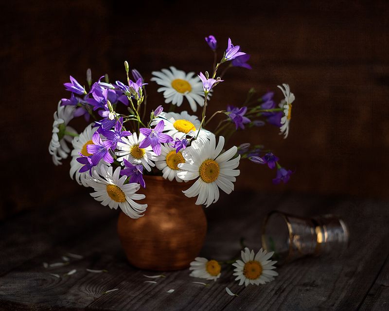 ромашки колокольчики букет лето Летний букетикphoto preview