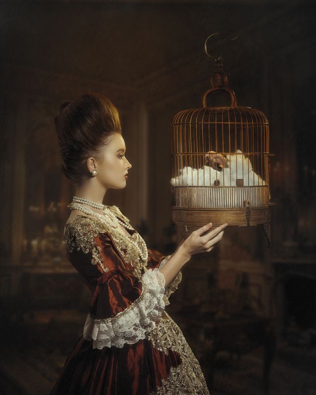 Girl and her cagephoto preview