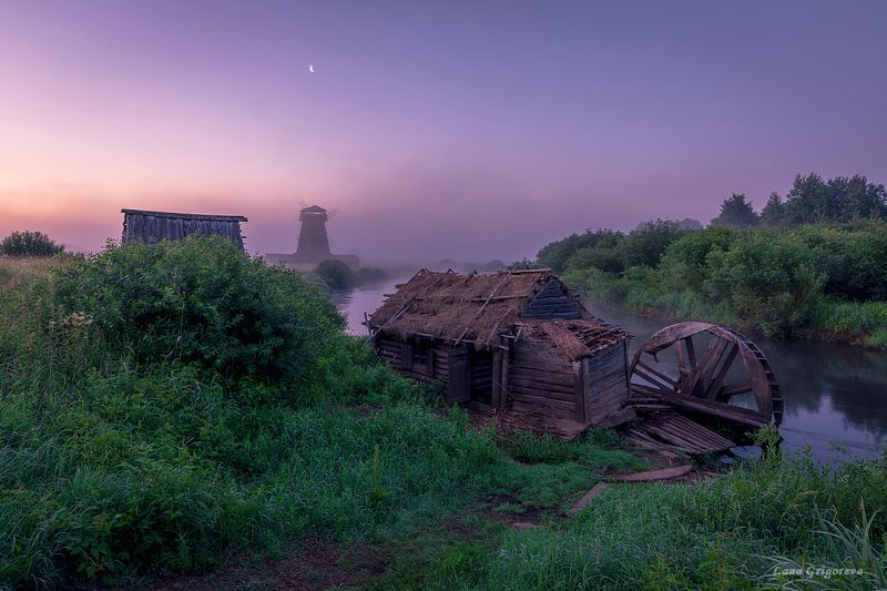 Рассвет, лето, мельница, туман ***photo preview