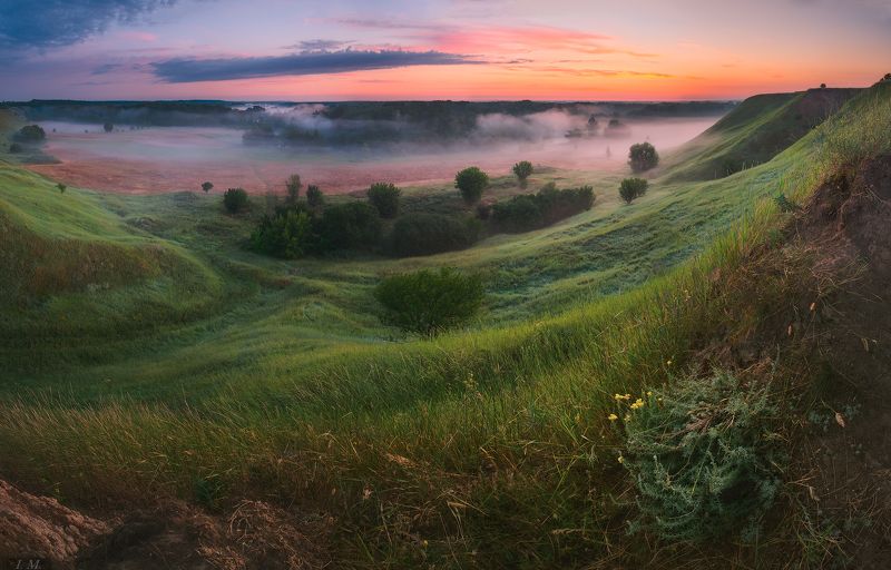 рассвет, туман, пейзаж, лето, июль, долина, утро, панорама, foggy, холмы, misty, dawn, summer, fog, valley, landscape, panorama, july, soft, hills soft dawn of July ..photo preview