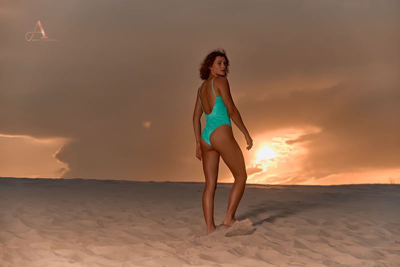 girl dunes sunset young woman lady portrait Alexandra in the dunesphoto preview