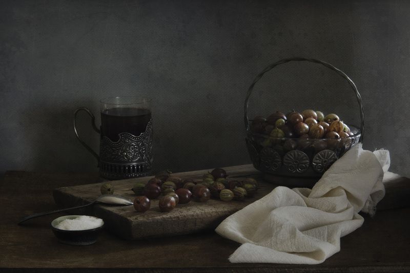 крыжовник, стакан,ткань С крыжовникомphoto preview