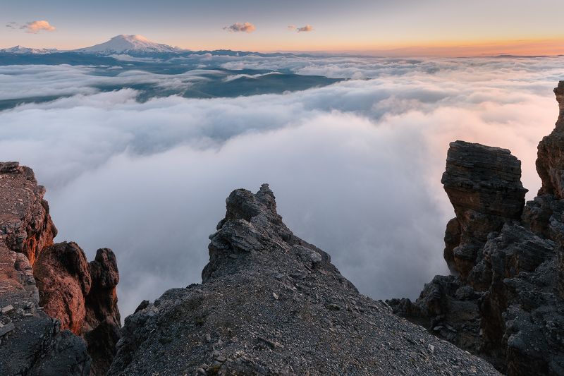 кавказ, приэльбрусье, эльбрус На закатеphoto preview