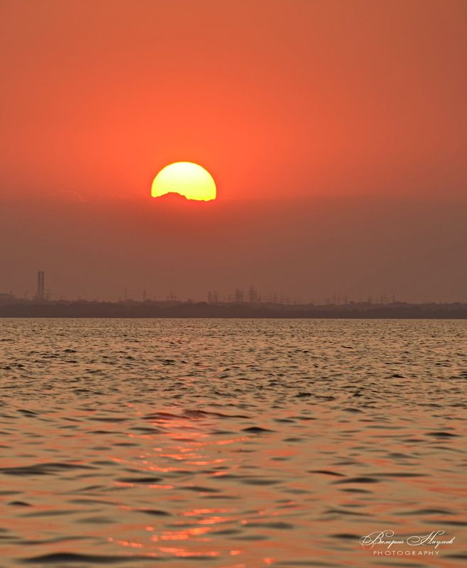 лето, июль, днепр, каховское море, закат, солнце, вечер Закат над Каховкойphoto preview