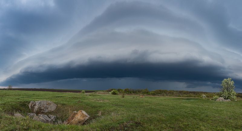 пейзаж, весна, облака, грозовой фронт, landscape, Place of power фото превью