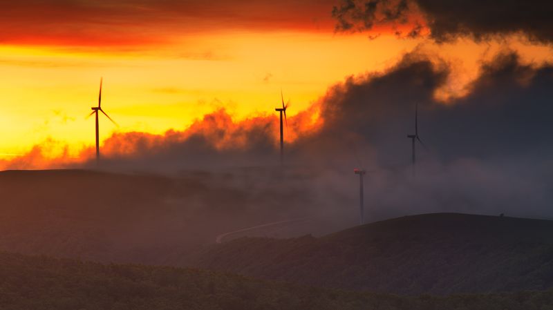 стара планина, българия, stara planina, bulgaria, balkan, sunrise, dawn, горы, лето, season, travel, hiking, peak, summit, tranquility, outdoor, windmill, mountains, journey, dramatic sky, clouds, road, mist, fog ***photo preview