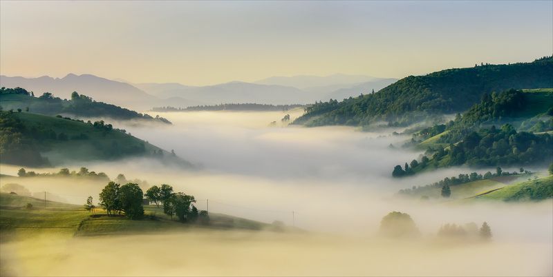 Clouds, Fog, Landscape, Nature, River, Romania, Sunrise, Transilvania Unreal Morningphoto preview