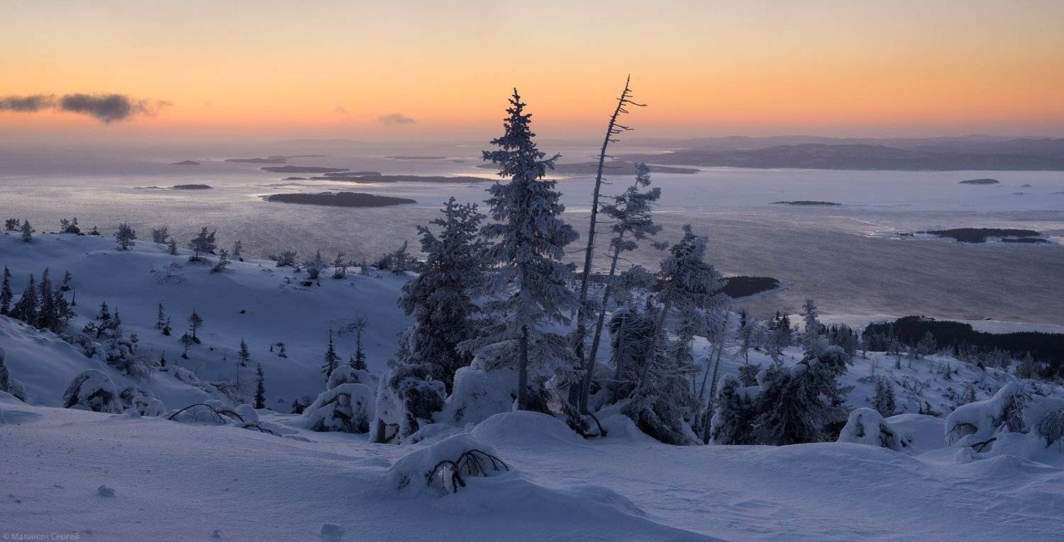 Frost, Kandalaksha, Kola Peninsula, Sunrise, White sea, Winter, Белое море, Волосяная, Заполярье, Зима, Кандалакша, Кандалакшский залив, Кольский, Мороз, Рассвет, Сергей Малинин