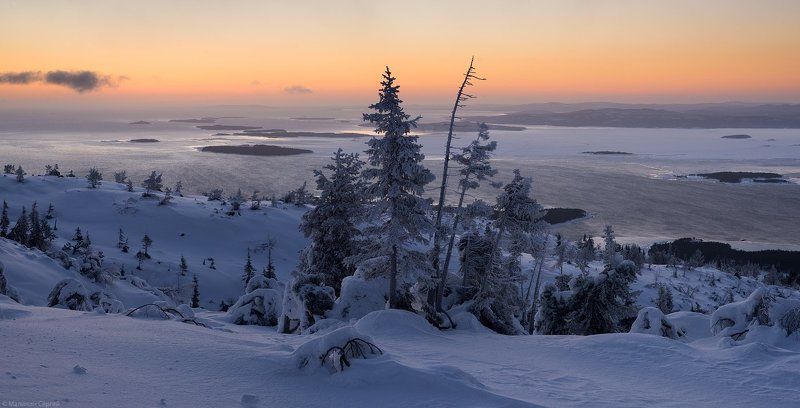 Frost, Kandalaksha, Kola Peninsula, Sunrise, White sea, Winter, Белое море, Волосяная, Заполярье, Зима, Кандалакша, Кандалакшский залив, Кольский, Мороз, Рассвет Морозный рассветphoto preview