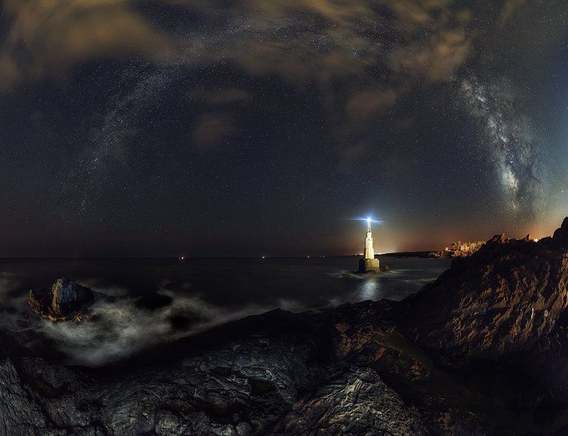 Болгария, Маяк, Млечный путь, Море, Ночь ***photo preview