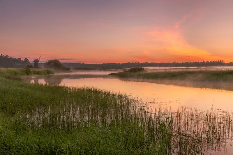 пейзаж, туман, закат, мельница, россия, михайловское Михайловское photo preview