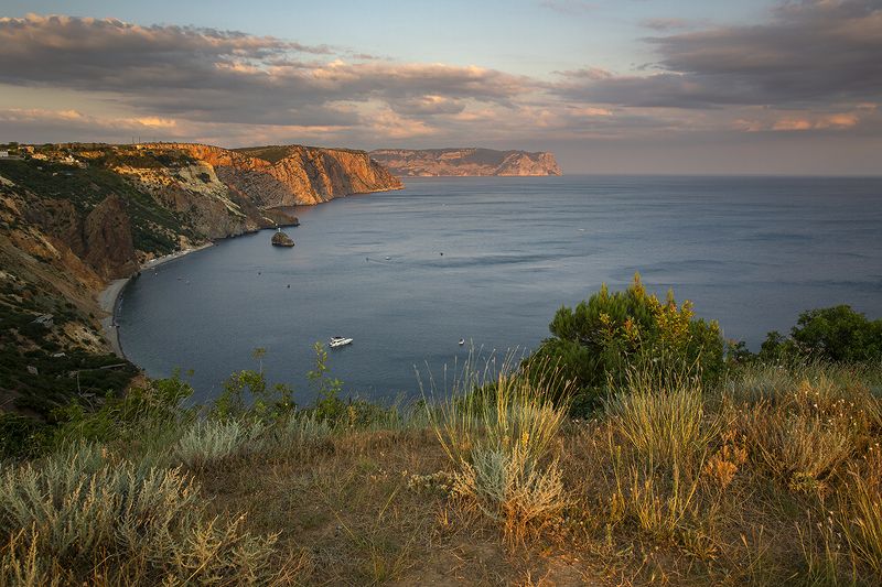 крым, мыс фиолент, пейзаж, море, вечер, лето, Фиолент фото превью