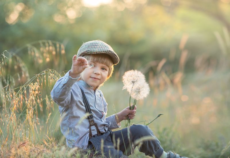дети, лето, одуванчик, винтаж, ретро, мальчик маленький парашют фото превью