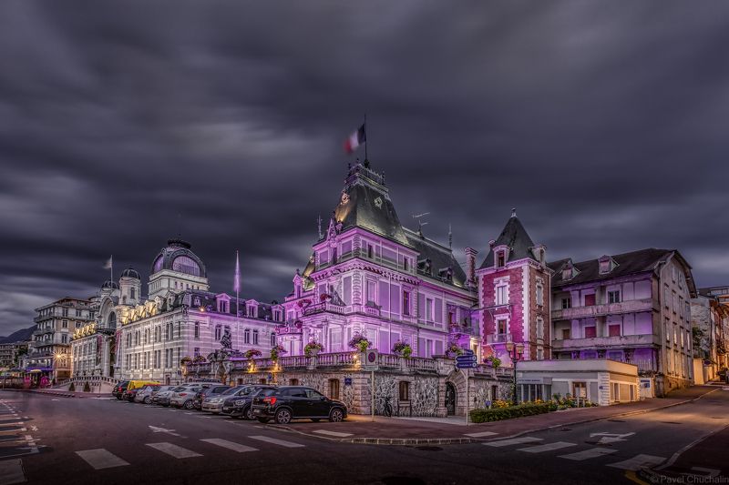 пейзаж, ночь, длинная выдержка, архитектура, hdr Мэрия, Эвианphoto preview