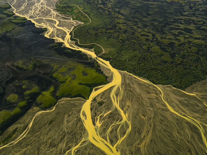 аэрофотосъёмка,aбстракция,река,пейзаж,landmannalaugar .........photo preview