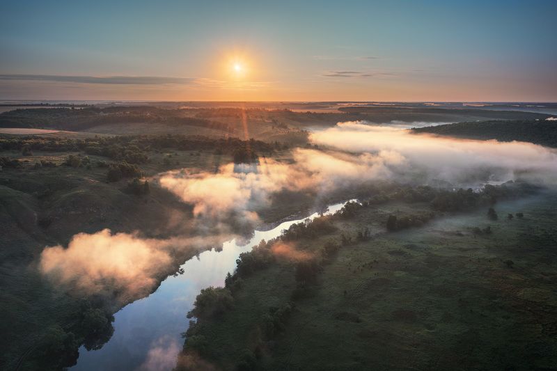 дрон, mavic, dji, рассвет, красивая, меча, маслово, россия Река Красивая Меча, что в Тульской областиphoto preview
