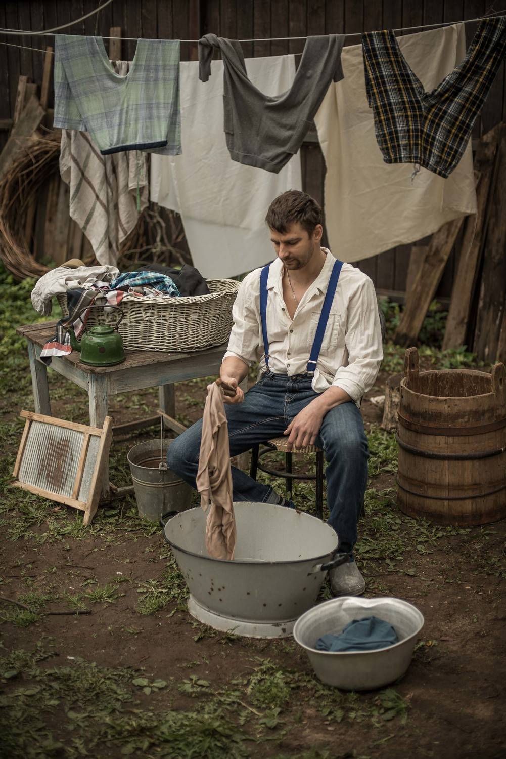 стирка, мужской портрет, мужчина, винтаж, винтажное,, Ольга Лобачёва