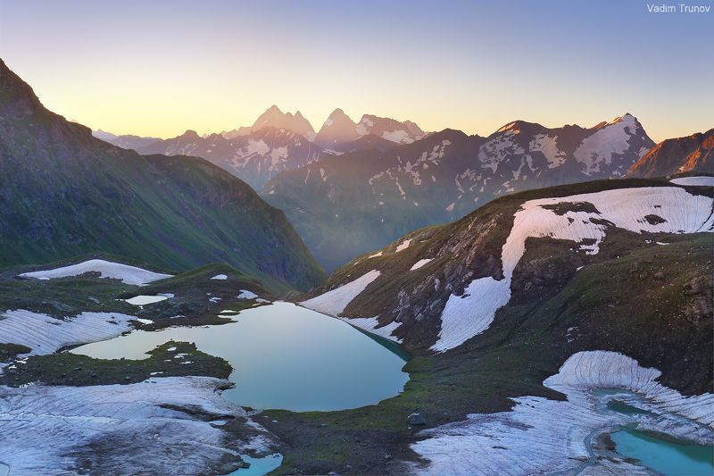 кавказ, кчр,  зелёные озёра Рассвет на Зелёных озёрахphoto preview