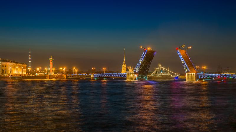 питер, нева, санкт-петербург, мост, ночь, корабль, река, Реки и мосты...photo preview