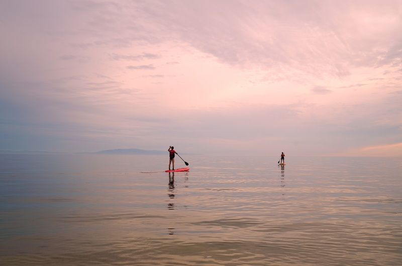 evening, lake, water, girl, reflection, sky Summer eveningphoto preview
