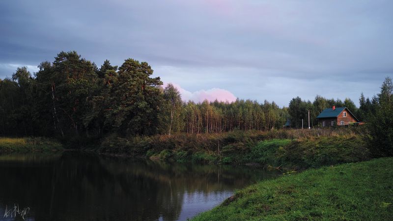 закат, вечер, деревня, пруд, лес, опушка, небо, тихий Тихий вечерphoto preview