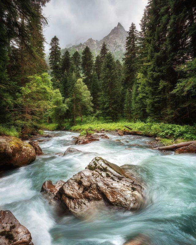 горная река, лето, горы, пейзаж, кавказ Каменное сердце реки Чистойphoto preview
