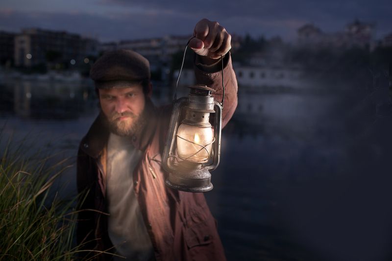 мужской портрет, винтаж, сказка, хоррор, страшное лицо, постановочная  фото превью