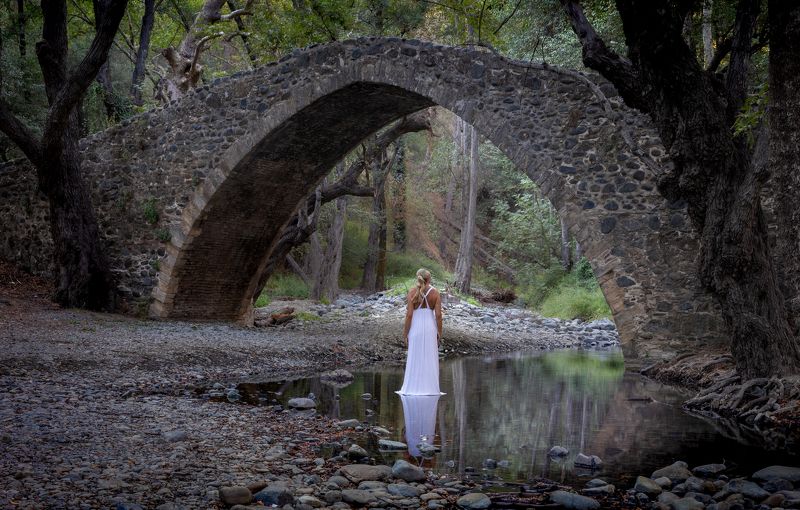 forest, mystery, lady, lake, river, mountain, bridge, arch bridge, cyprus Mysterious Forestphoto preview