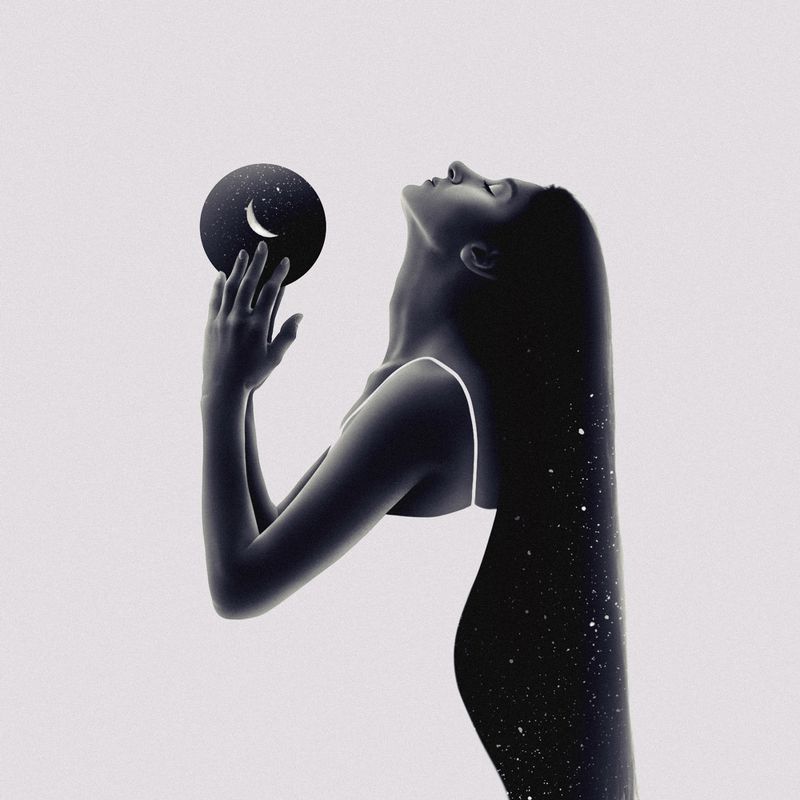 silhouette, art, fine art, conceptual, night, starry night, portrait, surreal, minimalism, moon The Starry Nightphoto preview