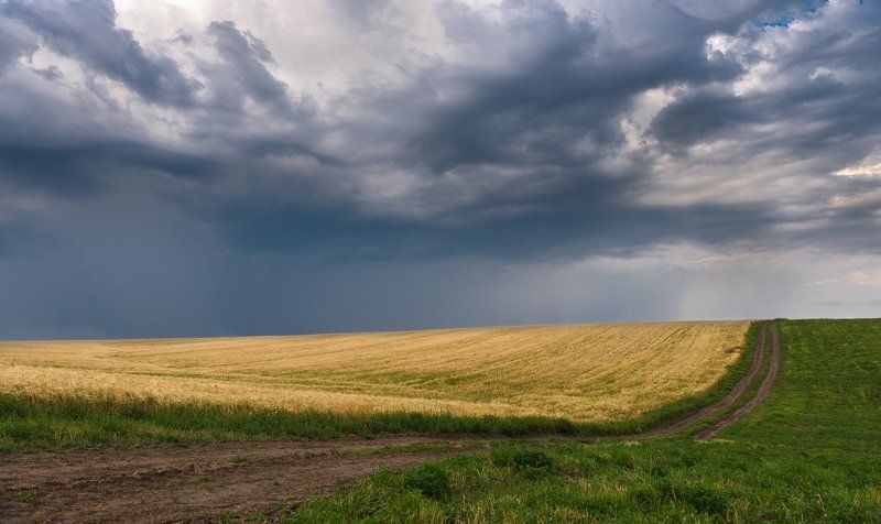 Дорога, Небо, Облака, Пейзаж, Поле, Природа Формы бесконечностиphoto preview