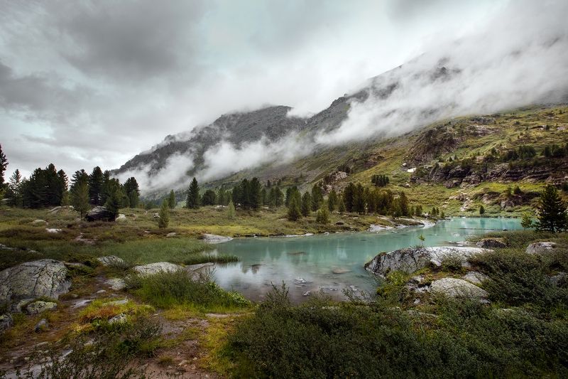 пейзаж, природа, горы, алтай, озеро, туман Озеро тумановphoto preview